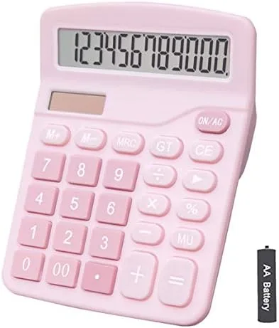 Calculators, BESTWYA 12-Digit Dual Power Handheld Desktop Calculator with Large LCD Display Big Sensitive Button (Pink, Pack of 1) - Image 2