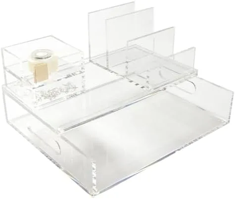 RUSSELL+HAZEL Acrylic Bloc Tape Dispenser, Clear, 4” x 4” x 1.5”, Gold, (32025) - Image 4