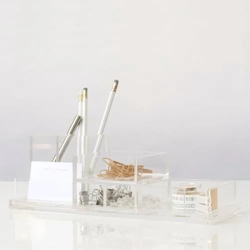 RUSSELL+HAZEL Acrylic Bloc Tape Dispenser, Clear, 4” x 4” x 1.5”, Gold, (32025) - Image 5