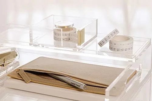 RUSSELL+HAZEL Acrylic Bloc Tape Dispenser, Clear, 4” x 4” x 1.5”, Gold, (32025) - Image 7